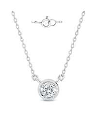Lab-Created Diamond Bezel Solitaire Pendant Necklace (1/5 ct. t.w.) in Sterling Silver, 18" + 2" extender