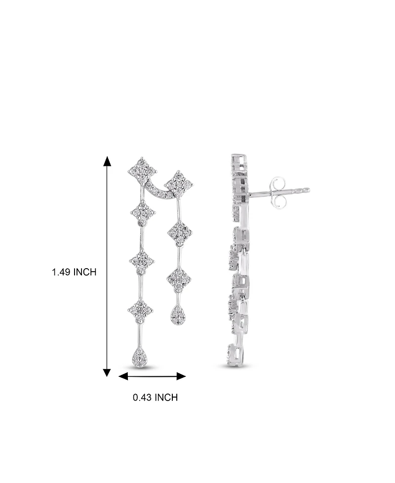 Diamond Double Drop Earrings (1 ct. t.w.) in 14k White Gold