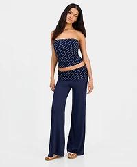 Just Polly Juniors' Fold-Over Flare-Leg Pants