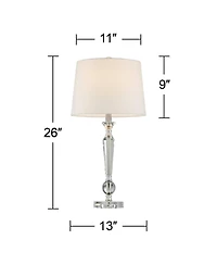 Vienna Full Spectrum Jolie Luxury Glam Table Lamps 26" High Set of 2 Clear Crystal with Table Top Dimmers Off White Drum for Bedroom Living Room Kids