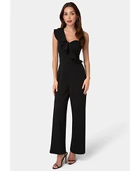 Bebe Women's One Shoulder Ruffle Jumpsuit