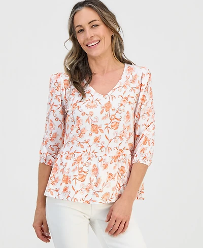 Style & Co Petite V-Neck Paisley-Print Blouse, Macy's Exclusive