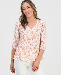 Style & Co Petite V-Neck Paisley-Print Blouse, Macy's Exclusive
