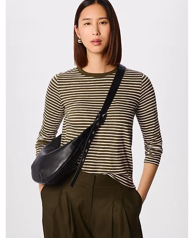 Whistles Women's Stripe Crew Neck Pocket Top