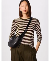 Whistles Women's Stripe Crew Neck Pocket Top