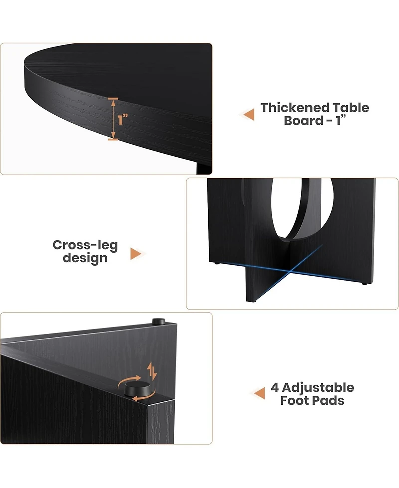 gaomon 47" Round Dining Table for 4-6 People - Circle Kitchen Dinner Table with Sturdy Pedestal Base, Space Saving Dinning Room Furniture