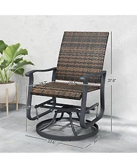 Outsunny Outdoor Glider Chair Set Wicker Swivel Patio