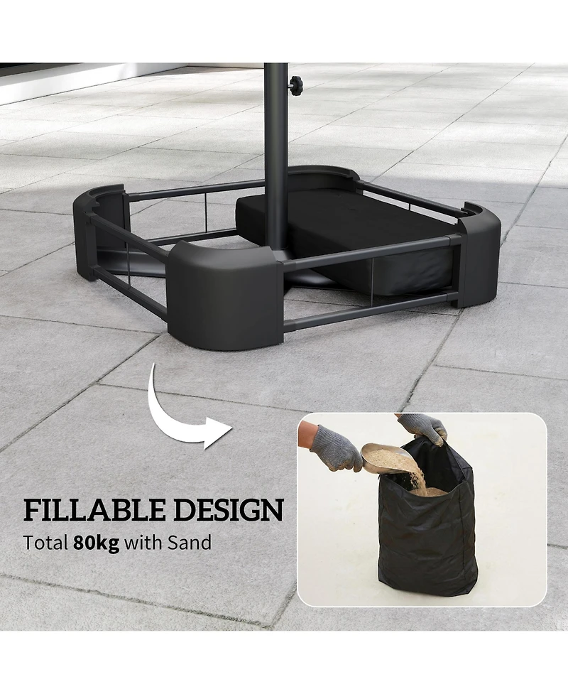 Outsunny Patio Umbrella Base 176 lbs Filled for 1.9" Poles,