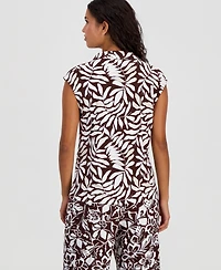 Anne Klein Essentials Petite Collared Extended-Shoulder Top