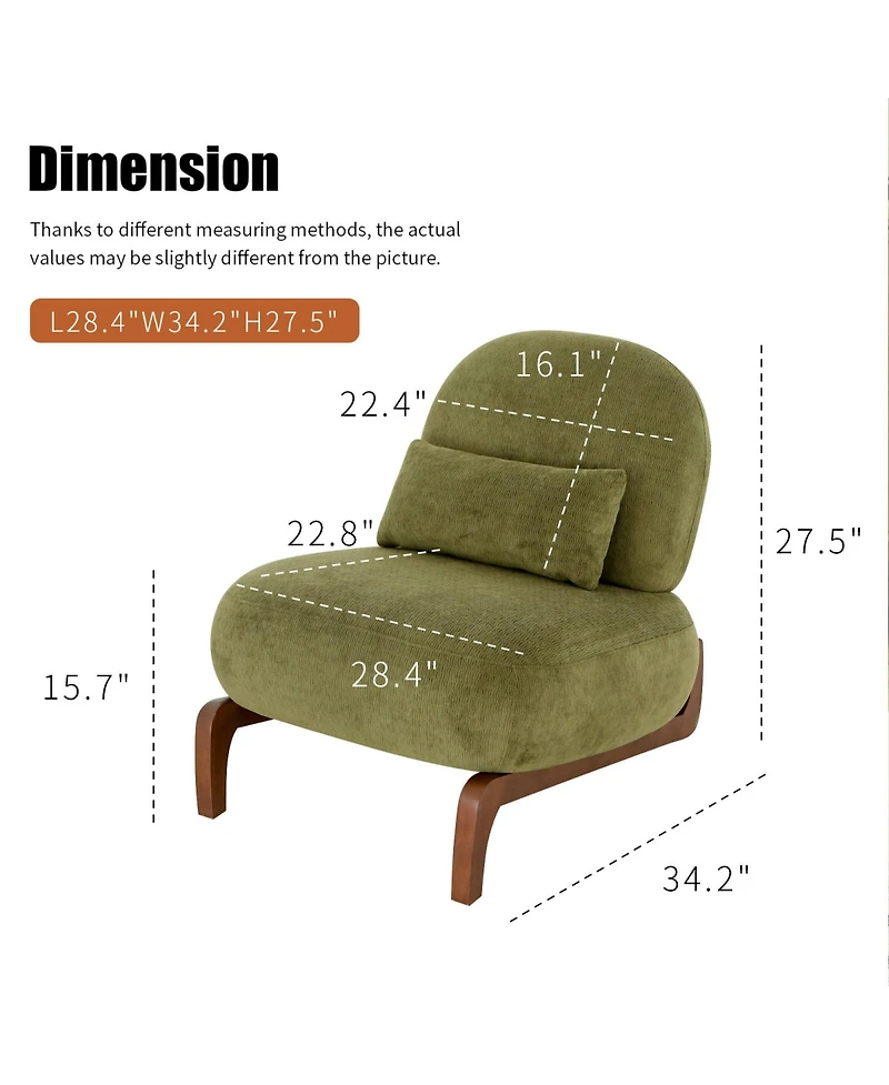 Rainsken Velvet Accent Chair, Comfy Reading Chair, Living Room Chair with Solid Wood Legs and Soft Cushion for Bedroom, Balcony