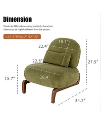 Rainsken Velvet Accent Chair, Comfy Reading Chair, Living Room Chair with Solid Wood Legs and Soft Cushion for Bedroom, Balcony