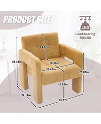 Rainsken Modern Accent Chair, Chenille Fabric Upholstered Armchair, Single Lounge Chair for Living Room, Bedroom, Reading Nook