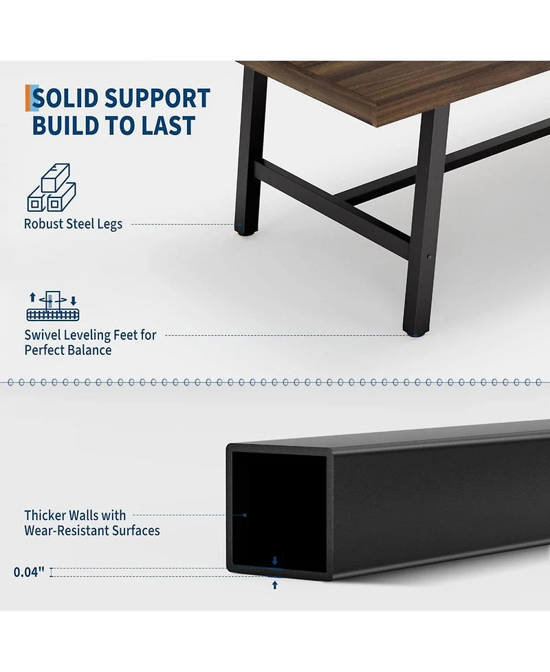gaomon Industrial Dining Table for 4-6 People, 63" Long Large Kitchen Table with Sturdy Metal Frame, Rectangular Counter.