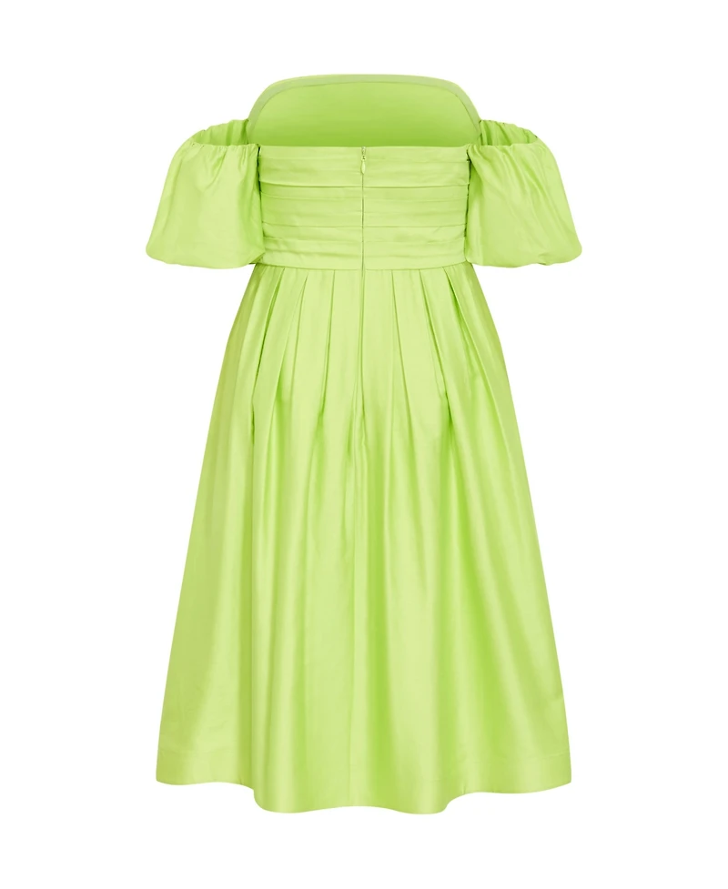 City Chic Women's Rosalee Puff Sleeve Midi Dress