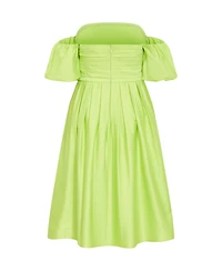 City Chic Women's Rosalee Puff Sleeve Midi Dress