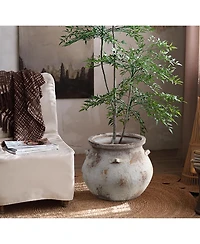 LuxenHome Rustic Cauldron MgO Planter Pot