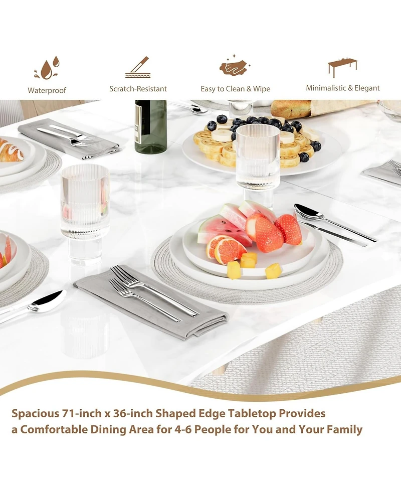 gaomon Dining Table for 6-8 People, Rustic Wave Irregular Edge Table with Thick Mdf Top and Metal Frame, Waterproof Scratch-Resistant