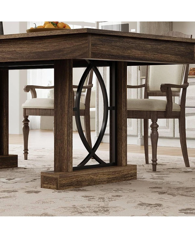 gaomon 71-Inch Wooden Kitchen Table with Two Drawers, Large Dining Table for 6-8 w/Large Tabletop and Sturdy Frame, Rectangular Dining Table