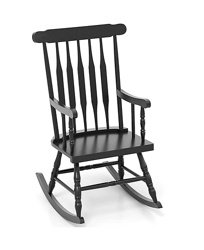 Gymax Wooden Rocking Chair Single Rocker Indoor Garden Patio Yard