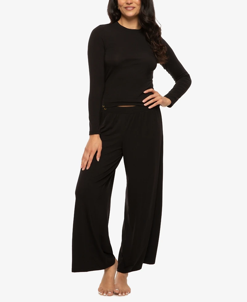 Felina Women's Lena Modal Linen Long Sleeve and Pants Set Style 950226