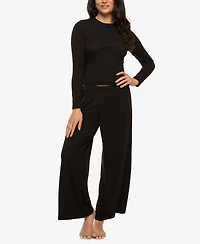 Felina Women's Lena Modal Linen Long Sleeve and Pants Set Style 950226