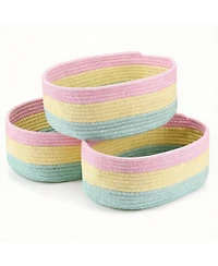 Yigii 3 Pastel Rainbow Unicorn Woven Rope Storage Baskets