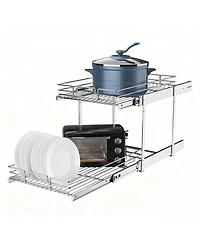 Yigii 2-Tier Metal Pullout Cabinet Organizer, Chrome