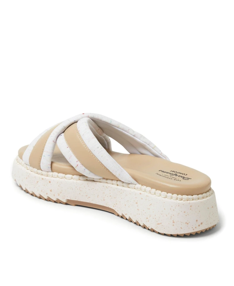 Dearfoams Women's Daisy Cross Strap Platform Sandal