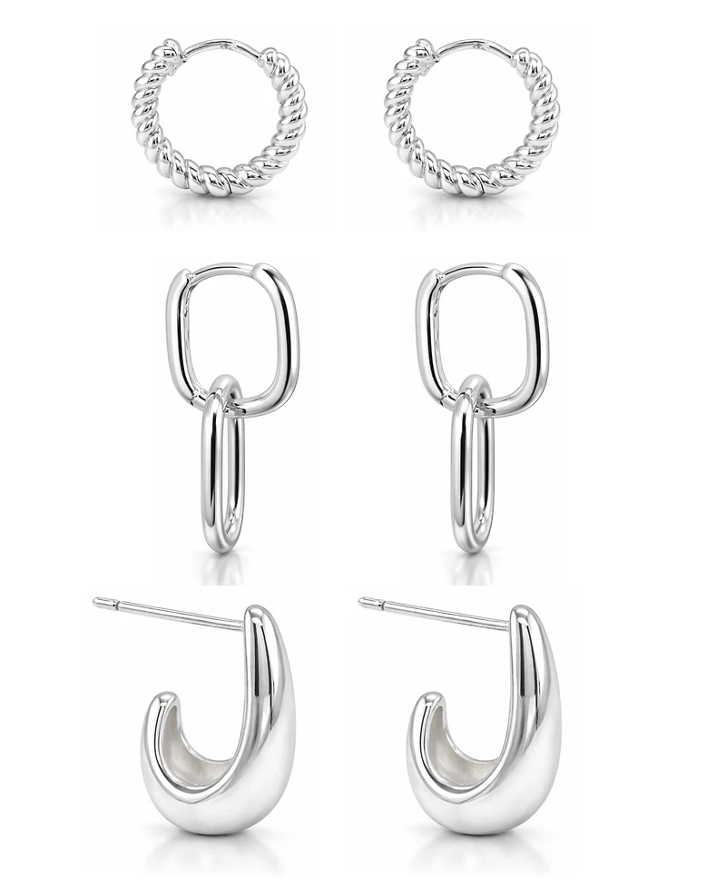And Now This Oblong Post + J Hoop+ Hinge Hoop Earrings Set