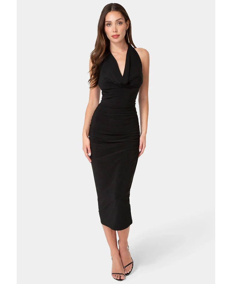 Bebe Women's Sash Detail Cowl Neck Knit Dress