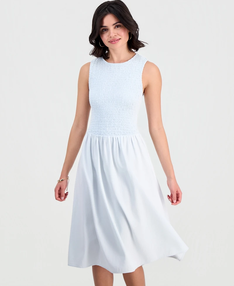 And Now This Petite Chambray Smocked Midi Dress, Macy's Exclusive