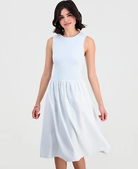 And Now This Petite Chambray Smocked Midi Dress, Macy's Exclusive