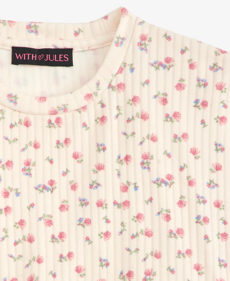 With Jules Girls' 7-16 Printed Lightweight Ribbed Top