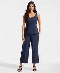 Lands' End Women's Linen Embroidered Pants