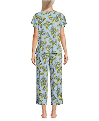Lands' End Women's Cooling Pajama Set - Short Sleeve Top and Crop Pants