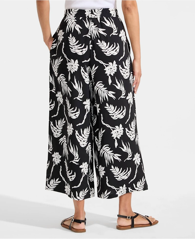 Lands' End Women's Creaseless High Rise Palazzo Crop Pants