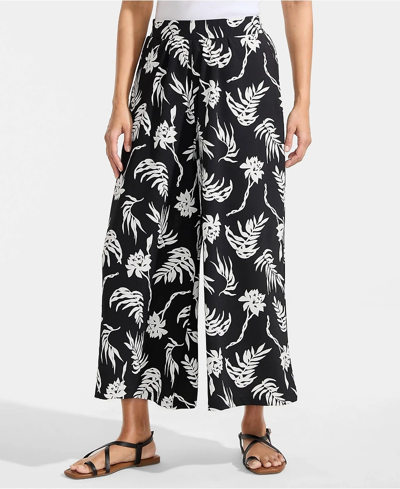Lands' End Women's Creaseless High Rise Palazzo Crop Pants