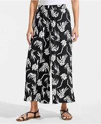 Lands' End Women's Creaseless High Rise Palazzo Crop Pants
