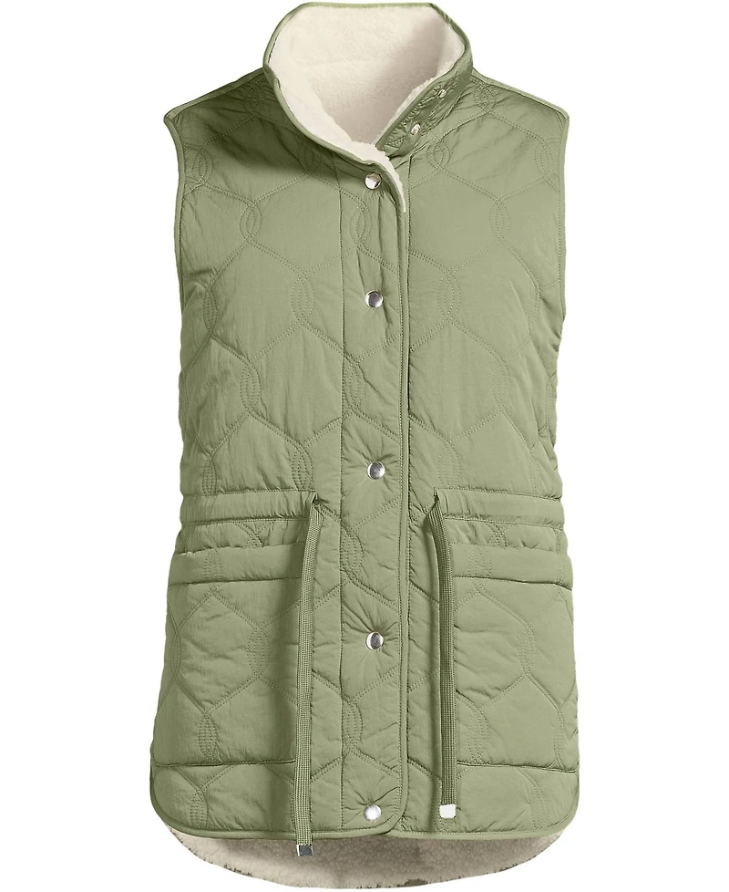 Lands' End Women's Reversible Quilted High Pile Fleece Vest
