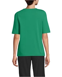 Lands' End Women's Supima Jersey Half Sleeve Splitneck Shirt