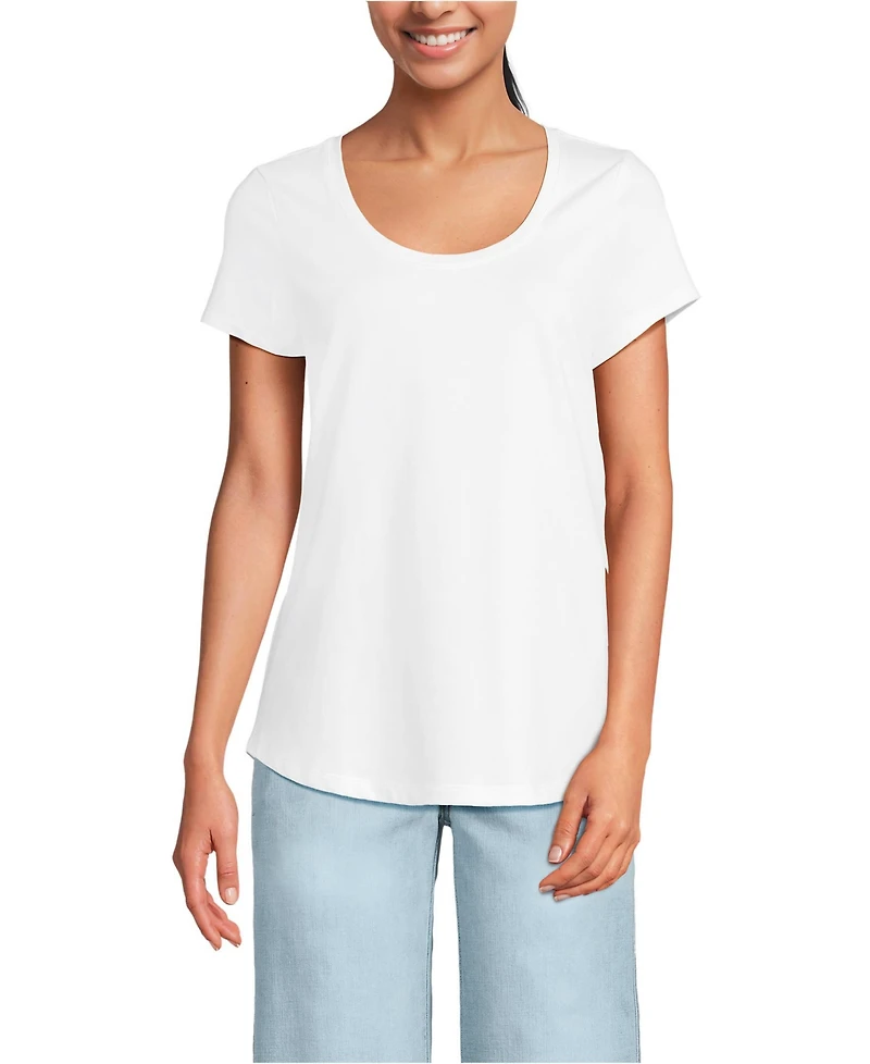 Lands' End Women's Short Sleeve Lightweight Jersey Scoop Neck T-shirt