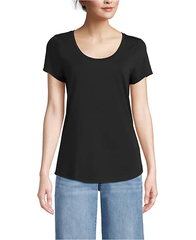 Lands' End Women's Short Sleeve Lightweight Jersey Scoop Neck T-shirt