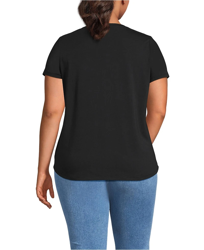 Lands' End Plus Short Sleeve Lightweight Jersey Scoop Neck T-shirt