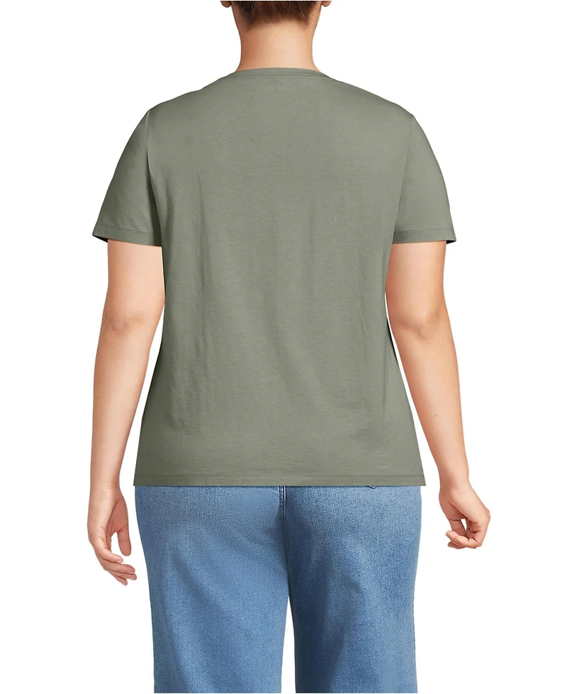 Lands' End Plus Relaxed Supima Cotton V-Neck T-Shirt