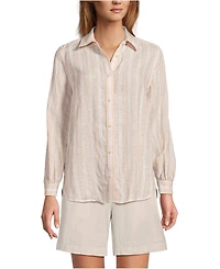 Lands' End Women's Linen Long Sleeve Feminine Shirt