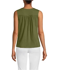 Lands' End Women's Linen Blend Smocked Flowy Tank