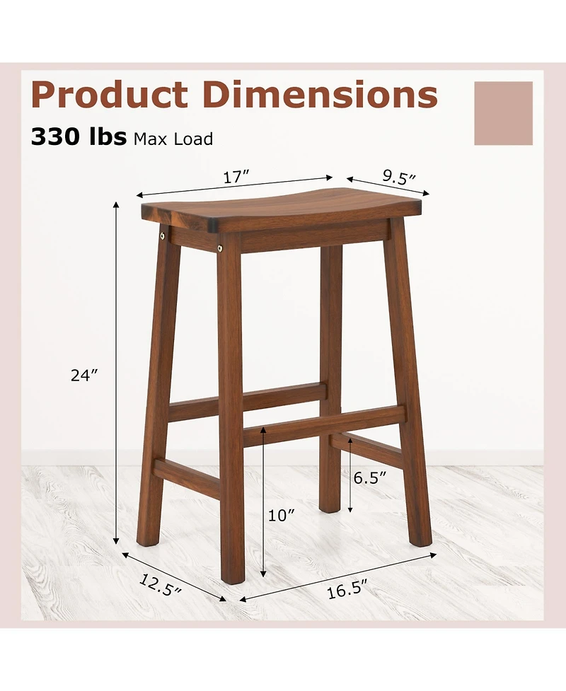 Gymax Saddle-Seat Counter Height Stools Set of Backless Barstools w/ Curved Seat