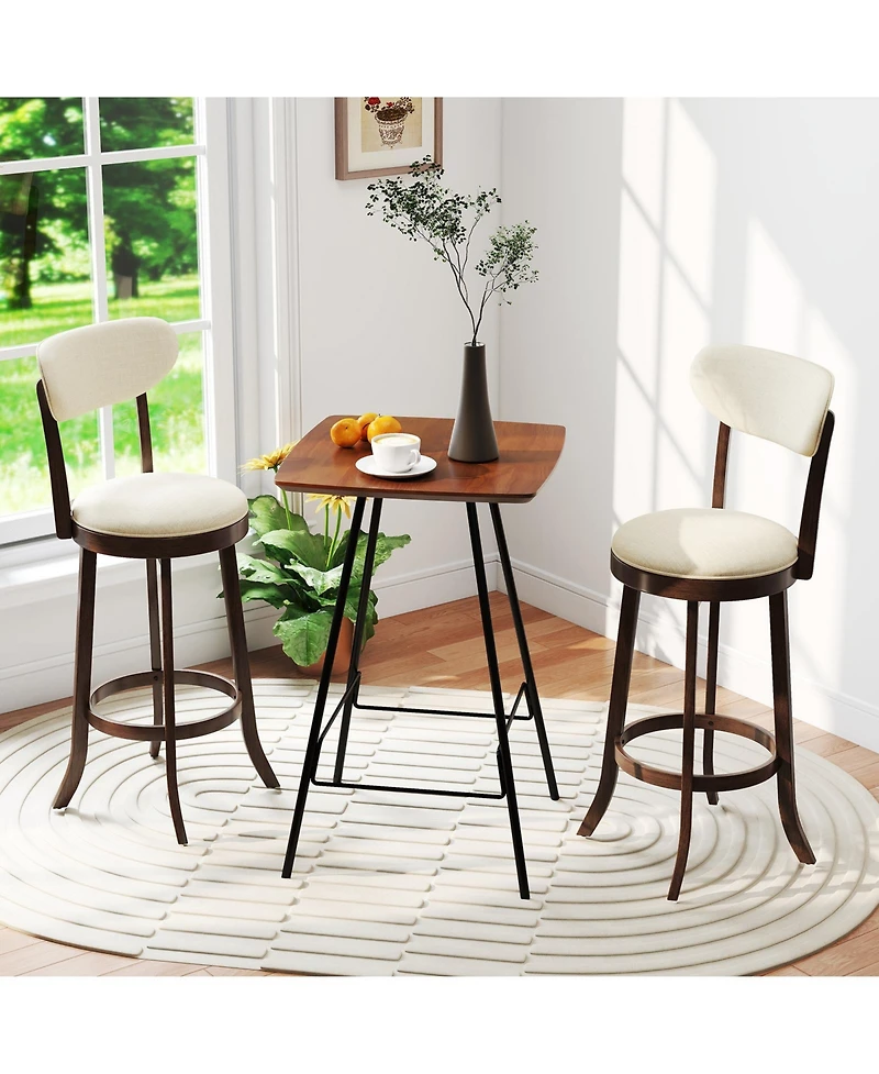 Gymax 30.5'' Bar Height Chairs Set of Swivel High Barstool w/ Padded Seat and Backrest