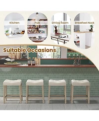 Gymax 24'' Bar Stools Set of 2 w/ Footrest Rubber Wood Frame for Kitchen Island