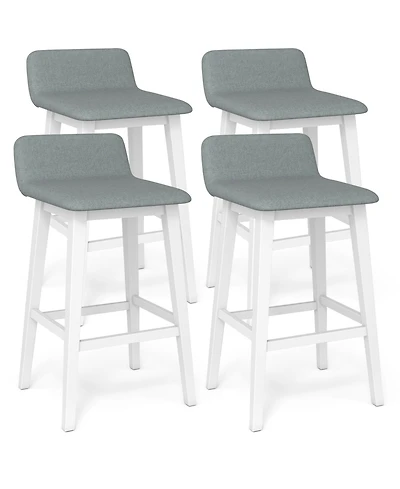 Gymax 2PCS 29'' Upholstered Barstools w/ Low Back Footrest and Wood Legs for Kitchen